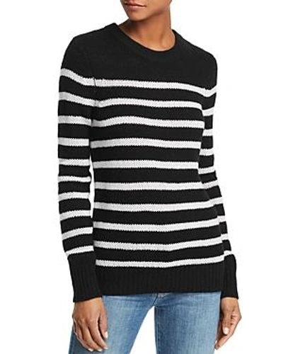 Shop Aqua Cashmere Striped Cashmere Sweater - 100% Exclusive In Black/white