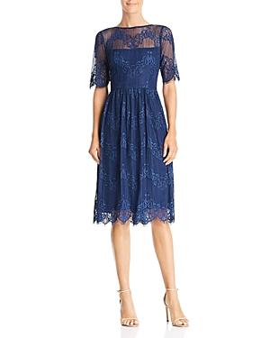 adrianna papell navy lace dress