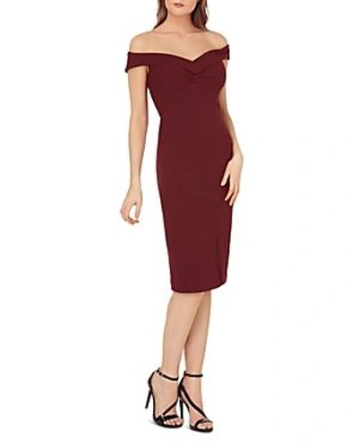 Shop Js Collections Off-the-shoulder Dress In Wine