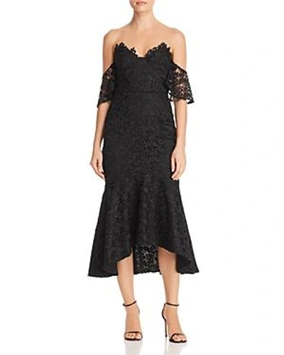 Shop Sau Lee Micaela Off-the-shoulder Lace Dress In Black