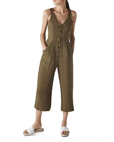 Shop Whistles Liza Cropped Jumpsuit In Khaki