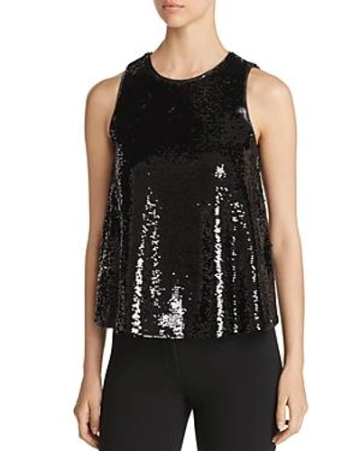 Shop Emporio Armani Sequined Sleeveless Top In Black
