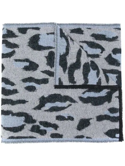 Shop Kenzo Leopard Print Scarf - Grey