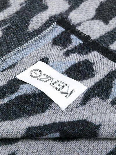 Shop Kenzo Leopard Print Scarf - Grey