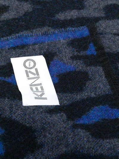 Shop Kenzo Leopard Print Scarf - Blue