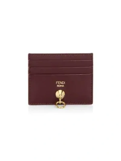 Shop Fendi Leather Card Case In Bordeaux