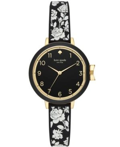 Shop Kate Spade New York Women's Park Row Floral Black Silicone Strap Watch 34mm