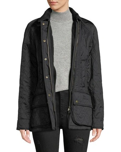 Shop Barbour Beadnell Jacket In Diamond Polarquilt In Black