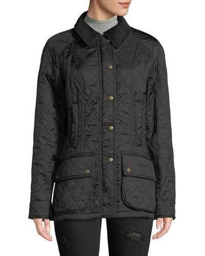 Shop Barbour Beadnell Jacket In Diamond Polarquilt In Black