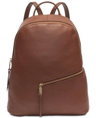 Shop Calvin Klein Dali Pebble Leather Backpack In Walnut/gold
