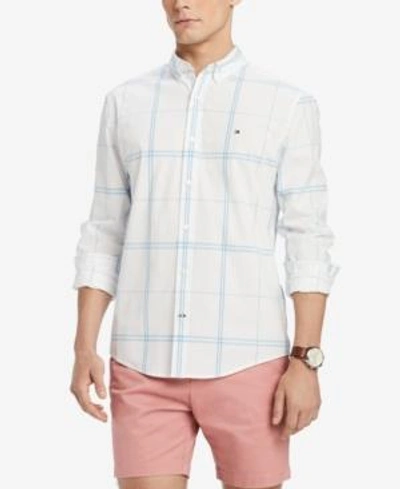 Shop Tommy Hilfiger Men's Ben Plaid Classic Fit Shirt, Created For Macy's In Bright White