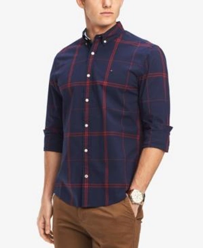 Shop Tommy Hilfiger Men's Ben Plaid Classic Fit Shirt, Created For Macy's In Peacoat