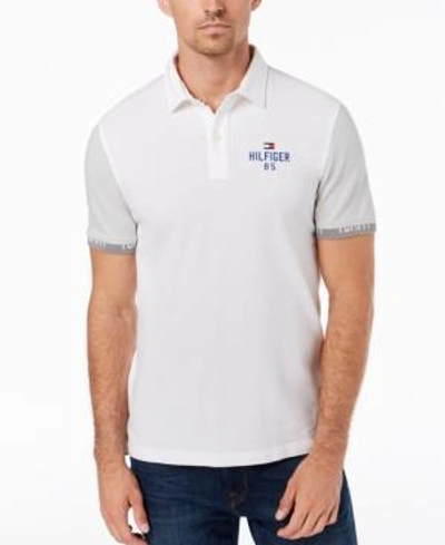 Shop Tommy Hilfiger Men's Carl Custom Fit Polo Shirt, Created For Macy's In Bright White / Vapor Grey