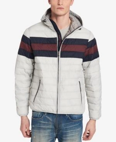 Shop Tommy Hilfiger Men's Color Block Hooded Ski Puffer Coat, Created For Macy's In White