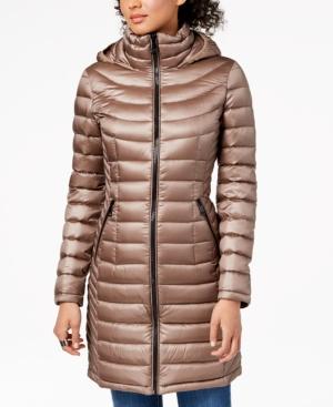 calvin klein long packable puffer coat