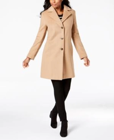 Shop Calvin Klein Single-breasted Coat In Camel