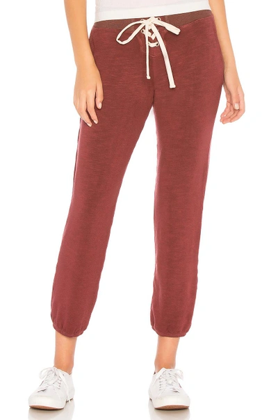 Shop Monrow Supersoft Lace Up Sweatpant In Dusty Maroon