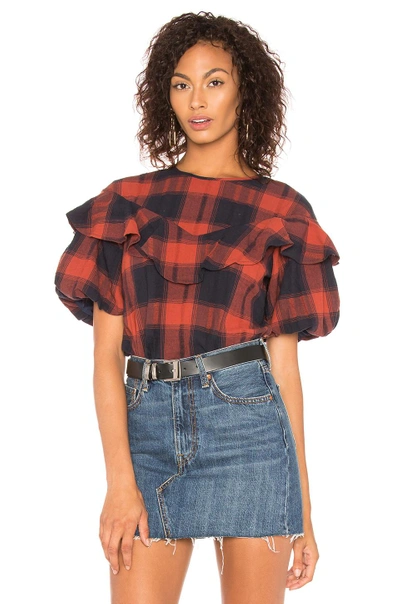 Shop Bcbgeneration Ruffle Overlay Top In Red