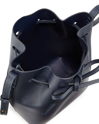 Shop Mansur Gavriel Mini Calf Leather Bucket Bag In Navy