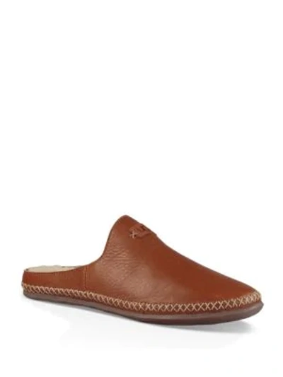Shop Ugg Tamara Pure™ Leather Slippers In Chestnut