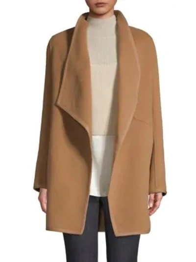 Shop Elie Tahari Christina Double Face Wool Car Coat In Palomino