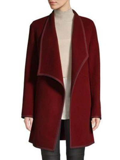 Shop Elie Tahari Christina Double Face Wool Car Coat In Winterberry