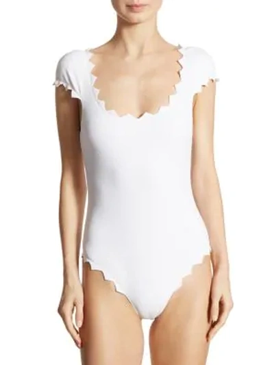 Shop Marysia Mexico Laser-cut One-piece Maillot In Bright White