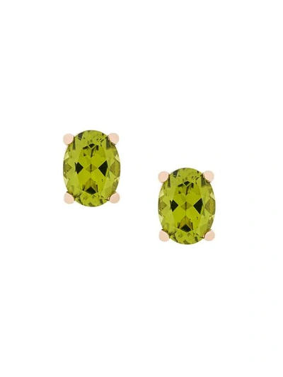 Shop Delfina Delettrez 18kt Champagne Gold Dots Solitaire Peridot Stud Earrings In Green