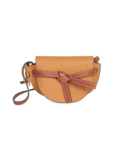 Shop Loewe Mini Gate Leather Saddle Bag In Light Caramel