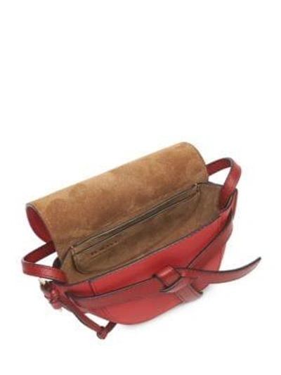 Shop Loewe Mini Gate Leather Saddle Bag In Scarlet Red