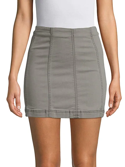 Shop Free People Seamed Denim Mini Skirt In Light Grey