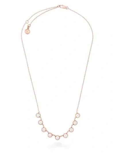 Shop Michael Kors Crystal Collar Necklace In Rose Gold