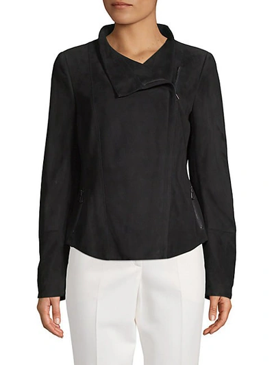 Shop Akris Punto Suede Full-zip Jacket In Black