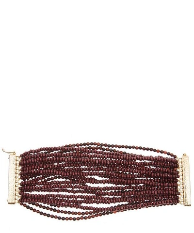 Shop Rosantica Sogno Wood And Quartz Beaded Bracelet In Red