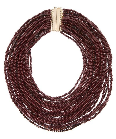 Shop Rosantica Sogno Wood And Quartz Beaded Necklace In Red