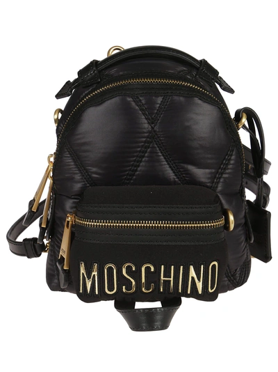 Shop Moschino Small Quilted Backpack In Black