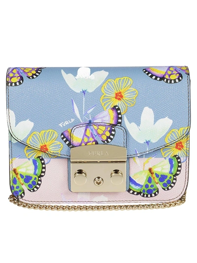 Shop Furla Butterfly Print Shoulder Bag In Multicolor