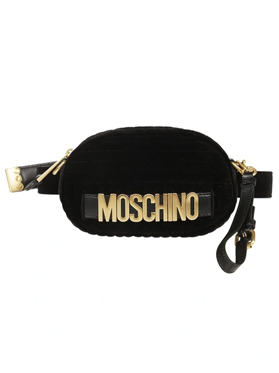 Shop Moschino Quilted Logo Belt Bag