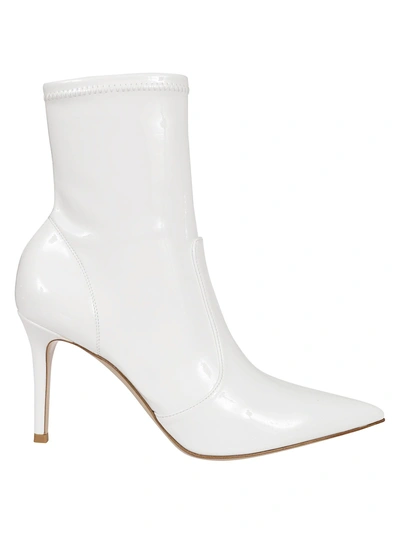Shop Gianvito Rossi Embossed Logo Ankle Boots In White