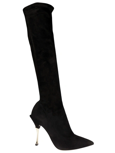 Shop Dolce & Gabbana Zipped Over-the-knee Boots In Black