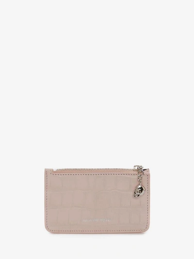 Shop Alexander Mcqueen Zipped Card Holder In Baby Pink