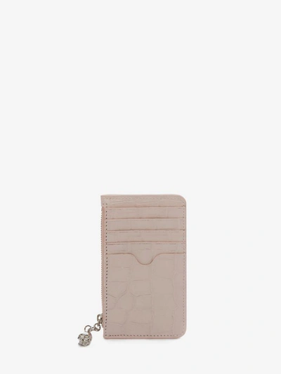 Shop Alexander Mcqueen Zipped Card Holder In Baby Pink