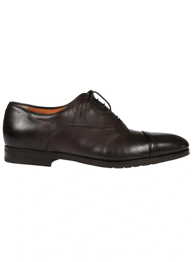 Shop Santoni Classic Oxford Shoes In Dark Brown