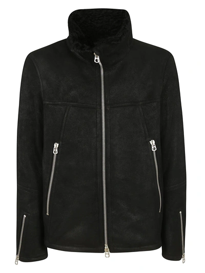 Shop Drome Zipped Leather Jacket In Black