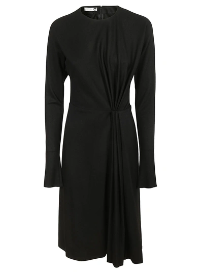 Shop Lanvin Long Sleeve Midi Dress In Black