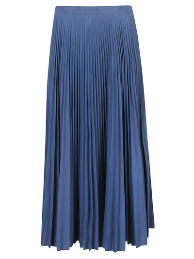 Shop Maison Margiela High Rise Pleated Skirt In Blue