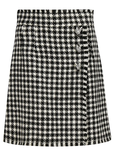 Shop Dolce & Gabbana Check Skirt In Black/white