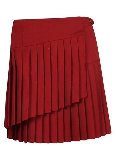 Shop P.a.r.o.s.h Pleated Skirt In Red