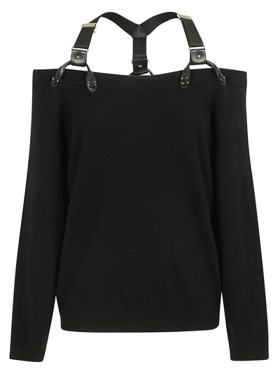 Shop Moschino Off-the-shoulder Sweater In Black