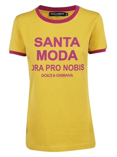 Shop Dolce & Gabbana Santa Moda Print T-shirt In Yellow